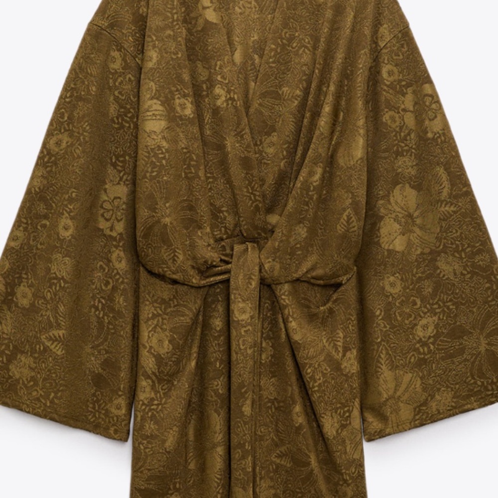 Zara jacquard dress! Size small - NWT! Color khaki/olive!